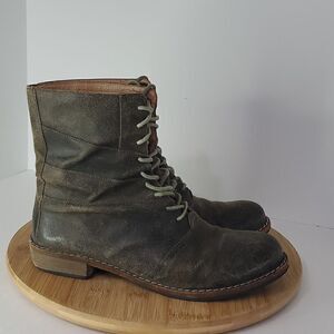 Modern Vintage Women's Leather Slouchy Combat Boots Opal Moss Brown Size 39.5